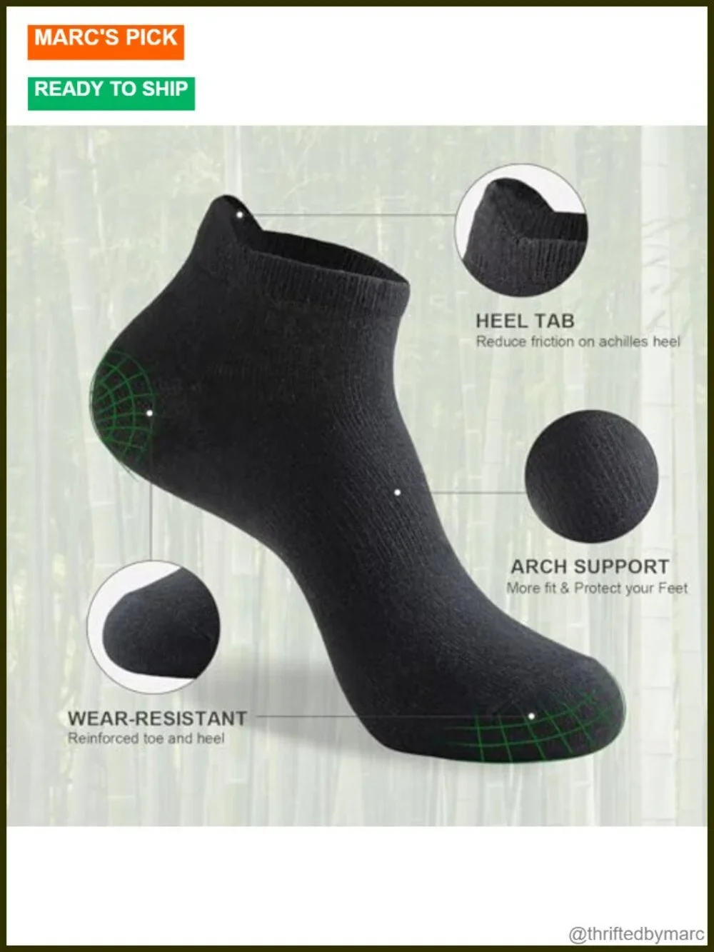 6 Pairs Bamboo Rayon Breathable Low Cut Ankle Socks